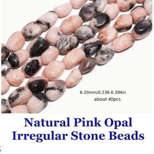 Natural Pink Opal Irregular Stone Beads  6-10mm  40 Beads
